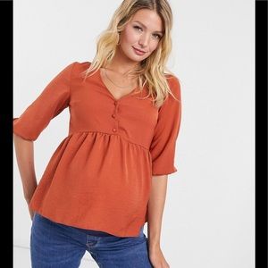 ASOS Maternity peplum rust color top size 6